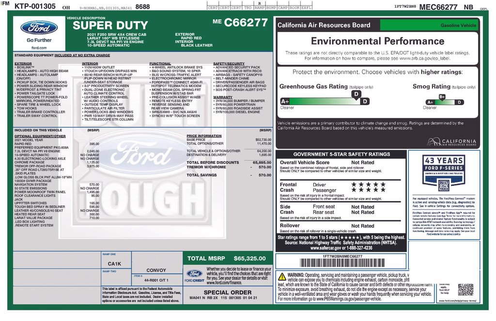Used 2021 Ford F250 Lariat w/ Tremor Off-Road Package AWD/4WD image 2