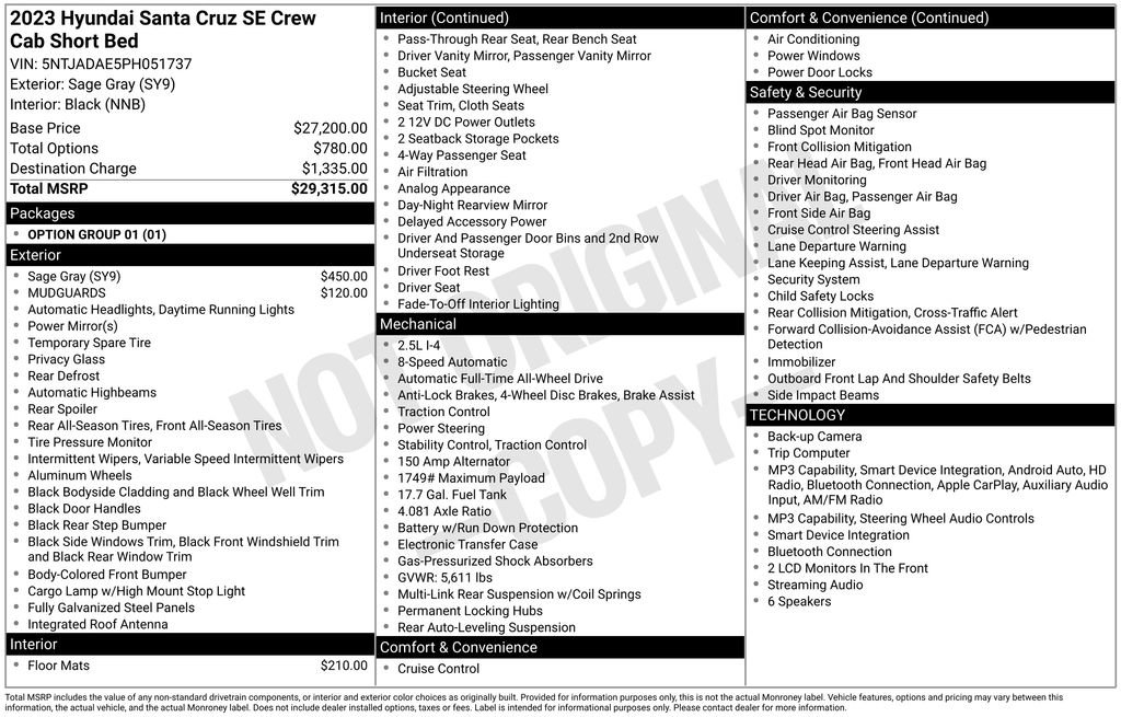 Certified 2023 Hyundai Santa Cruz SE AWD/4WD image 35