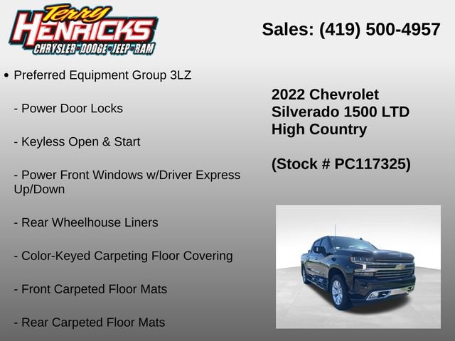 Used 2022 Chevrolet Silverado 1500 High Country w/ Technology Package AWD/4WD image 23