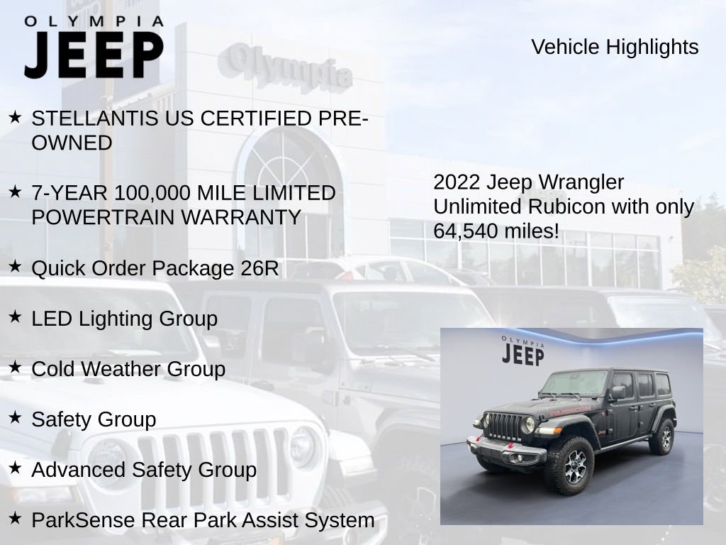 Certified 2022 Jeep Wrangler Unlimited Rubicon w/ LED Lighting Group image 7