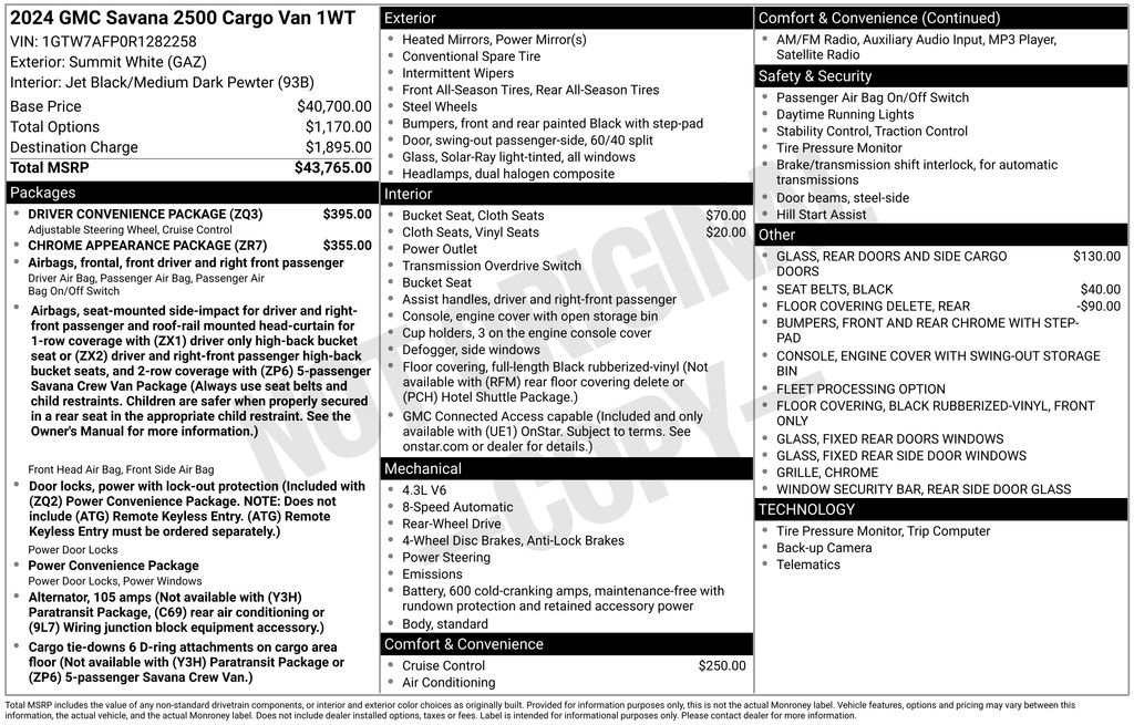 Used 2024 GMC Savana 2500 w/ Driver Convenience Package RWD image 5