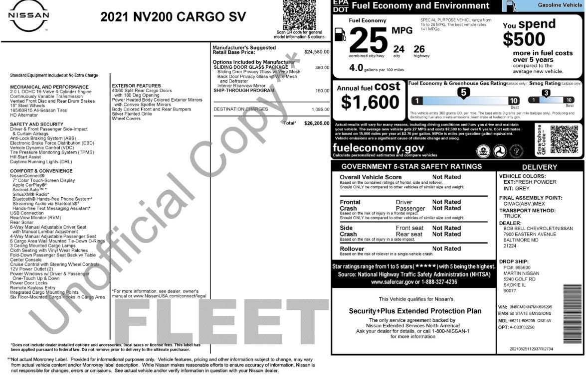 Used 2021 Nissan NV200 SV w/ Sliding Door Glass Package FWD image 47