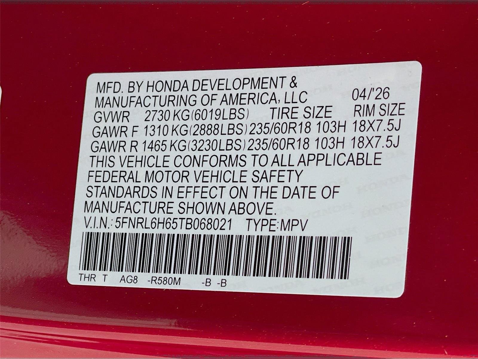New 2026 Honda Odyssey EX-L image 26
