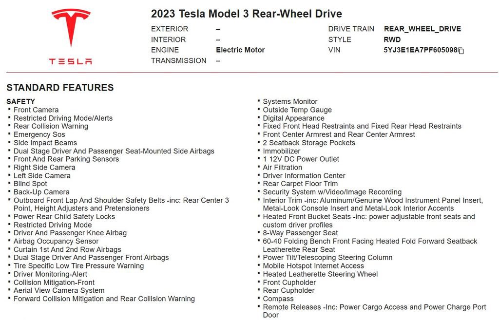 Used 2023 Tesla Model 3 Standard Range RWD image 13