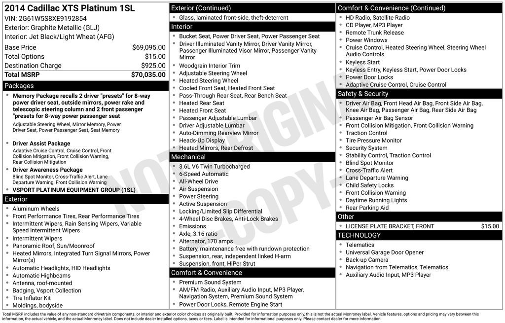 Used 2014 Cadillac XTS Platinum image 1