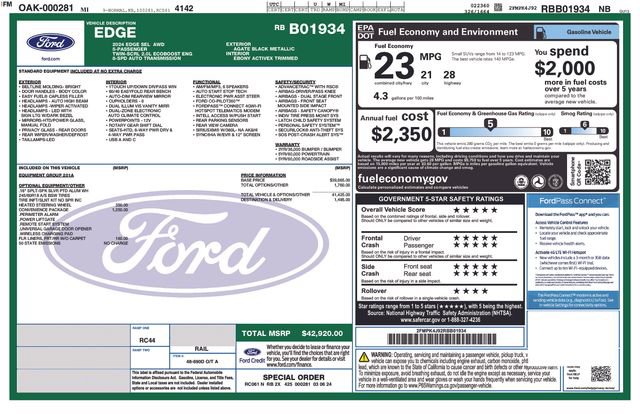 Certified 2024 Ford Edge SEL w/ Convenience Package AWD/4WD image 40