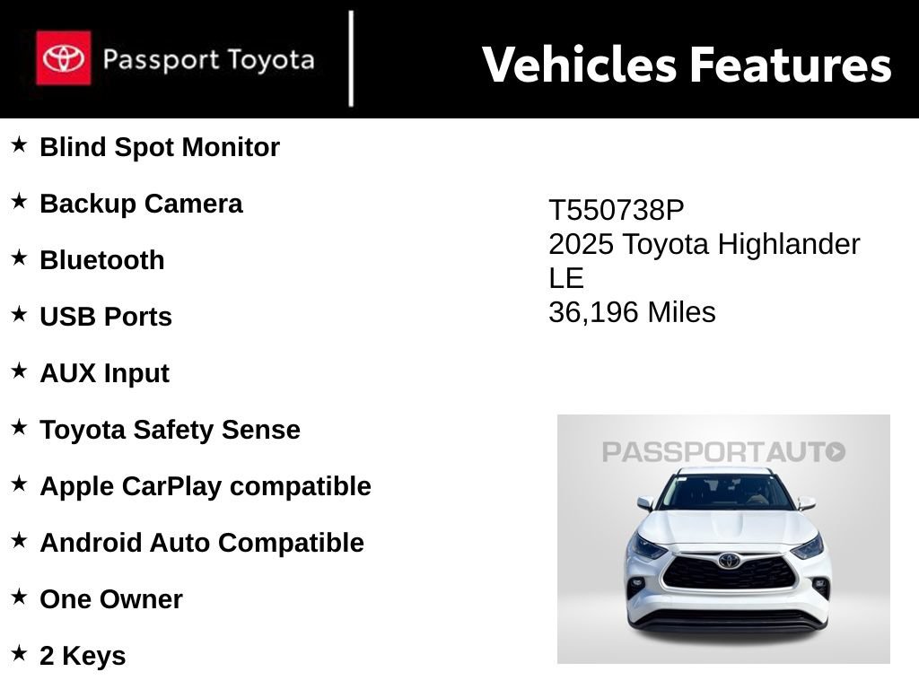 Used 2025 Toyota Highlander LE FWD image 10