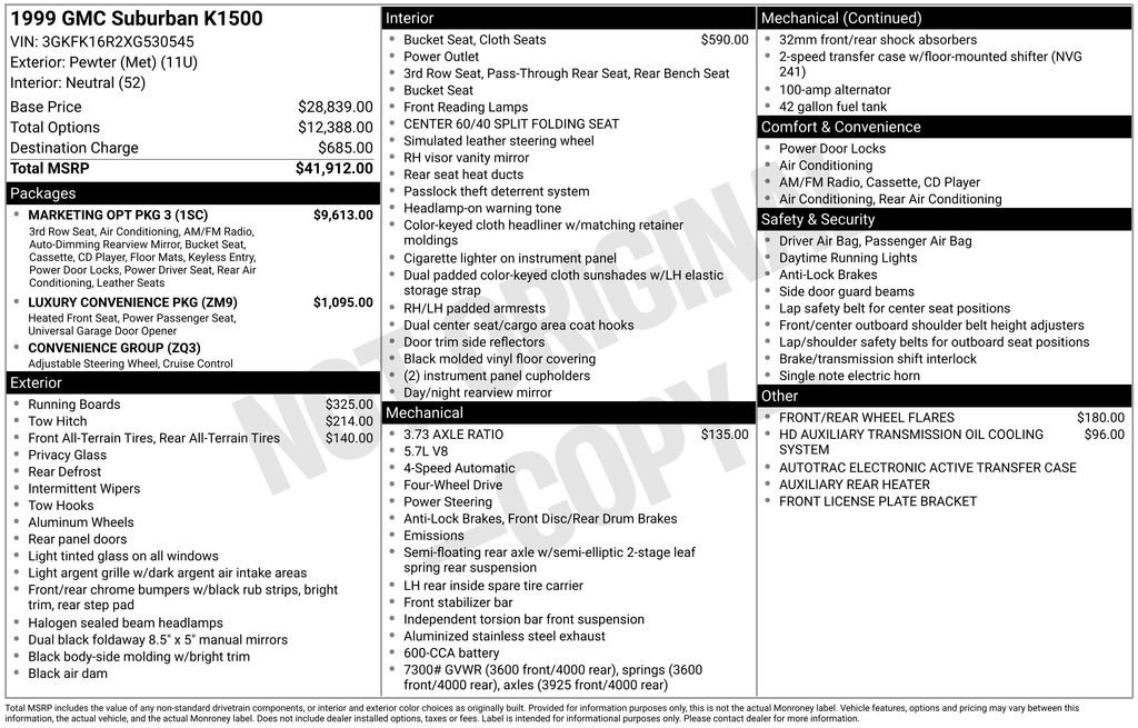 Used 1999 GMC Suburban 4WD w/ Marketing Opt Pkg 3 image 32