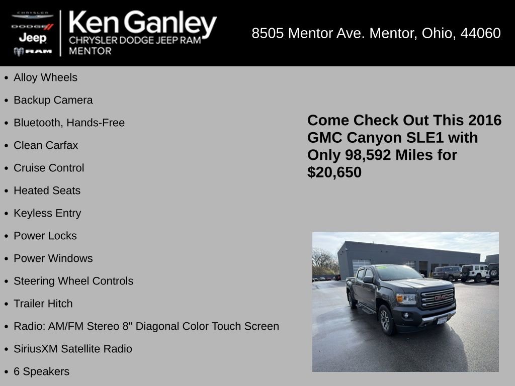 Used 2016 GMC Canyon SLE w/ All Terrain Adventure Package image 5