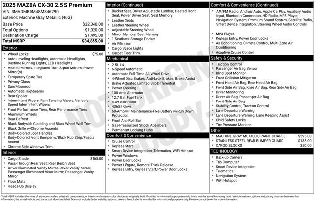 Used 2025 MAZDA CX-30 AWD 2.5 S w/ Premium Package image 36