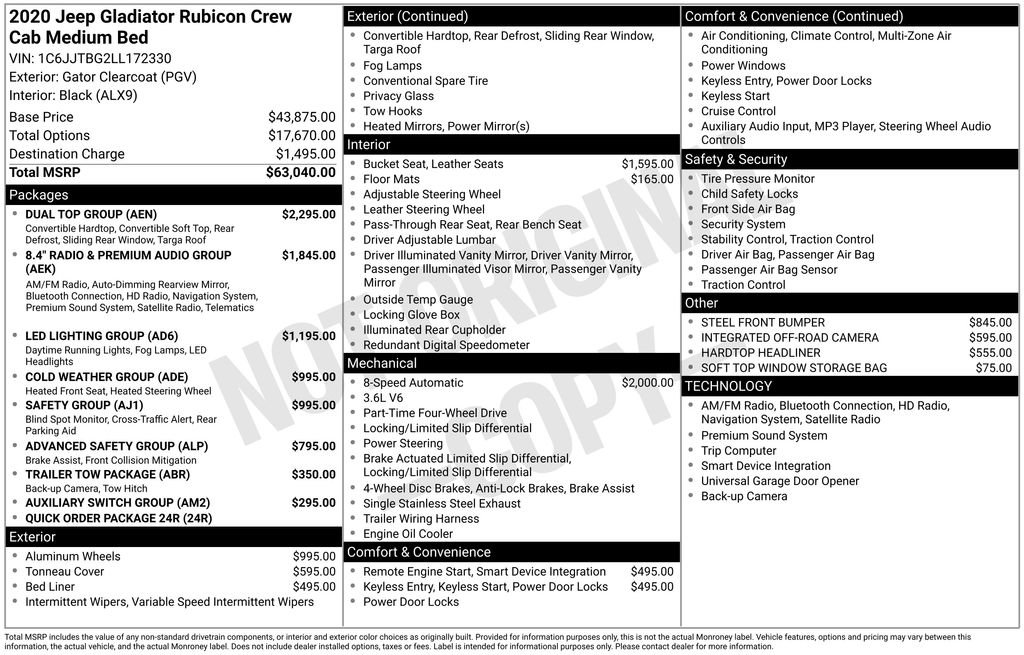 Used 2020 Jeep Gladiator Rubicon w/ Dual Top Group image 4