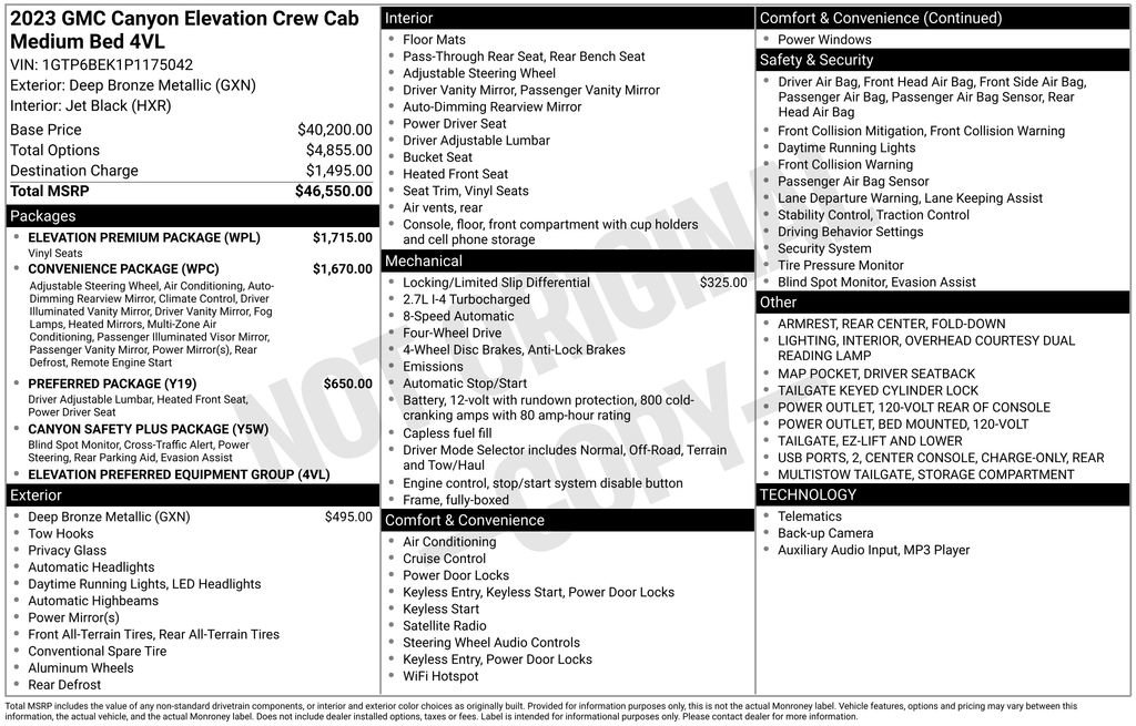 Used 2023 GMC Canyon Elevation w/ Elevation Premium Package AWD/4WD image 39