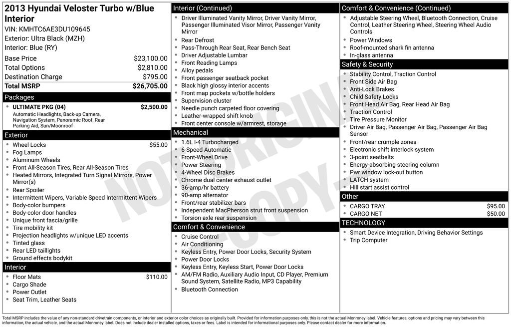 Used 2013 Hyundai Veloster Turbo w/ Ultimate Pkg image 6