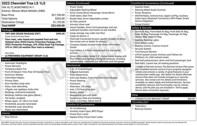 Used 2022 Chevrolet Trax LS w/ Tint and Cruise Package image 7