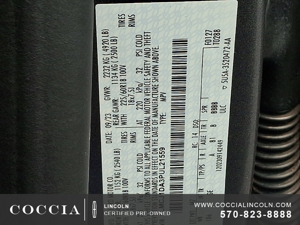 Certified 2023 Lincoln Corsair AWD w/ Equipment Group 101A image 27