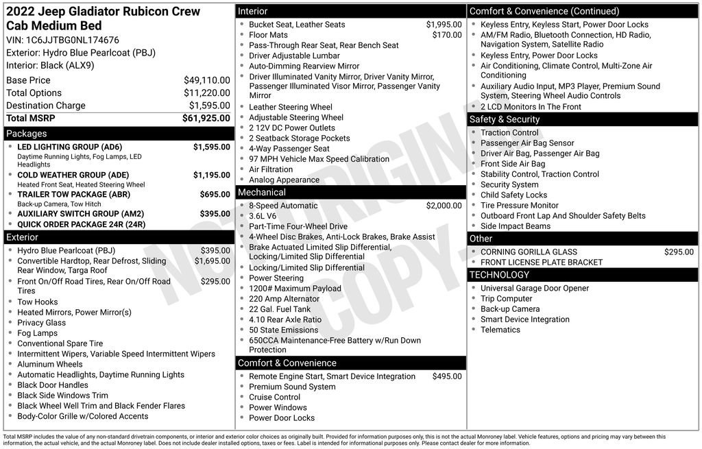 Used 2022 Jeep Gladiator Rubicon w/ LED Lighting Group image 5