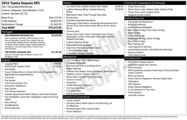 Certified 2024 Toyota Sequoia SR5 w/ SR5 Premium Package AWD/4WD image 27