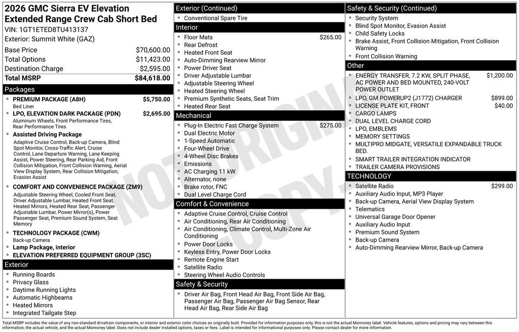 New 2026 GMC Sierra EV Elevation w/ Premium Package AWD/4WD image 28
