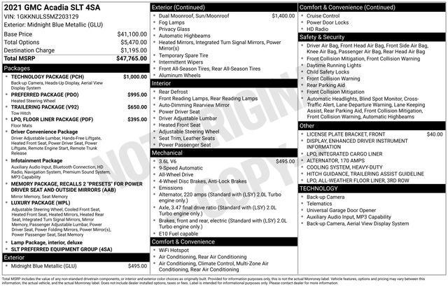 Used 2021 GMC Acadia SLT w/ Technology Package AWD/4WD image 27