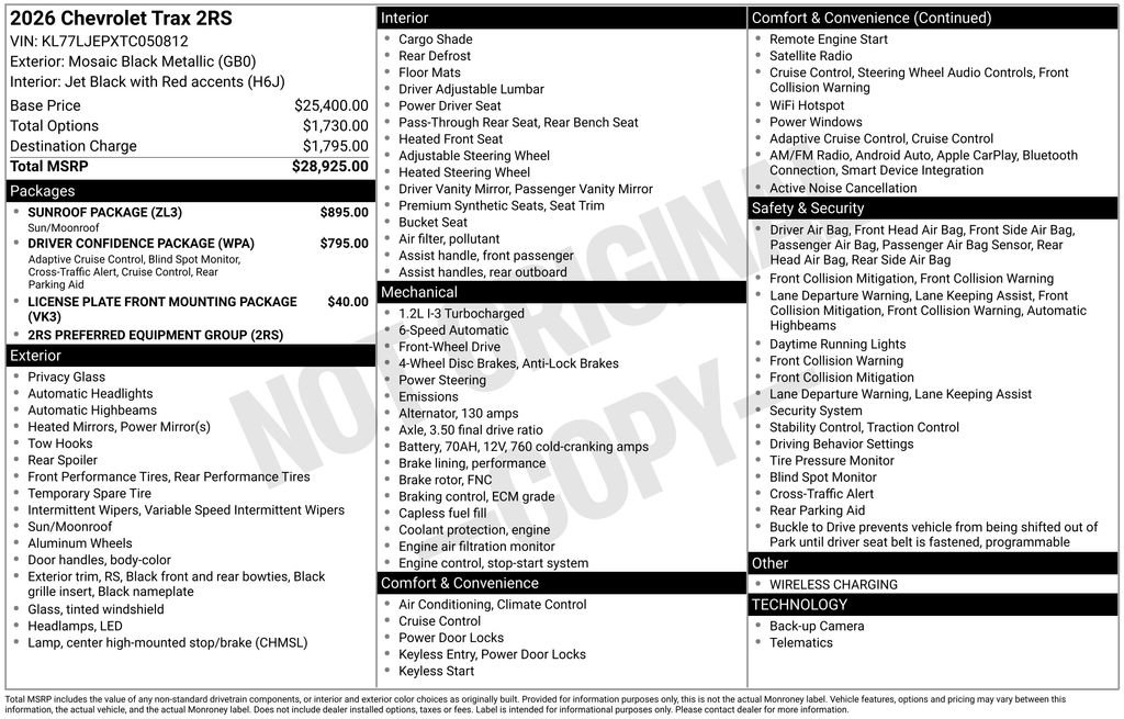 Used 2026 Chevrolet Trax RS w/ Sunroof Package FWD image 5