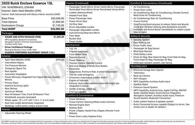 Used 2020 Buick Enclave Essence w/ Sound and Sites Package FWD image 39
