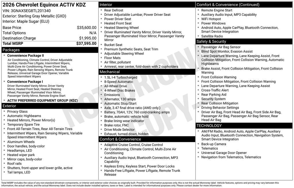 Certified 2026 Chevrolet Equinox ACTIV AWD/4WD image 47