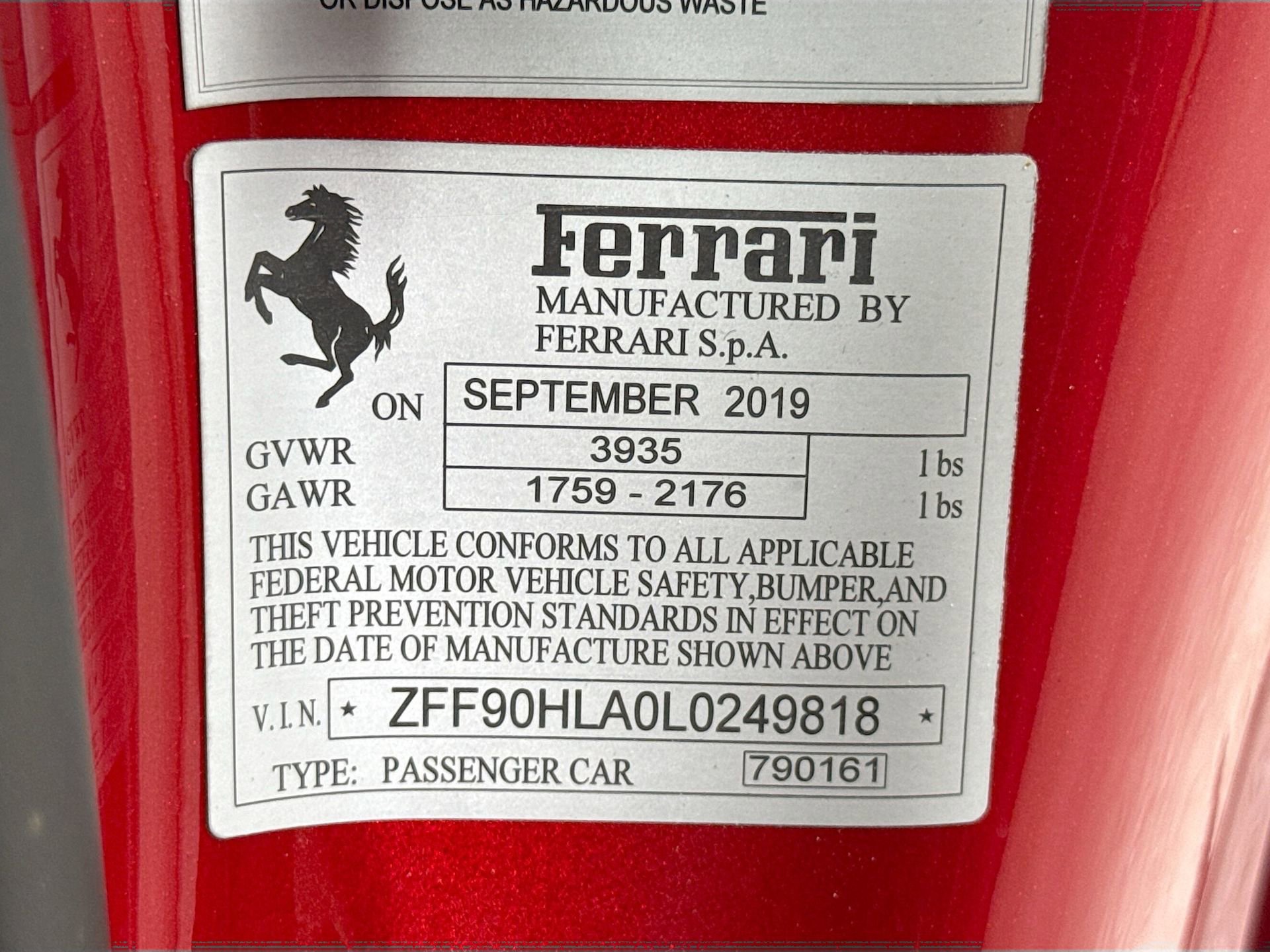 Certified 2020 Ferrari 488 Pista Coupe RWD image 27