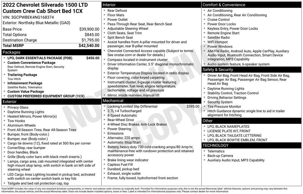 Used 2022 Chevrolet Silverado 1500 Custom w/ LPO, Dark Essentials Package RWD image 24