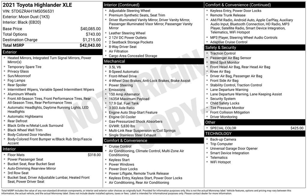 Used 2021 Toyota Highlander XLE image 3