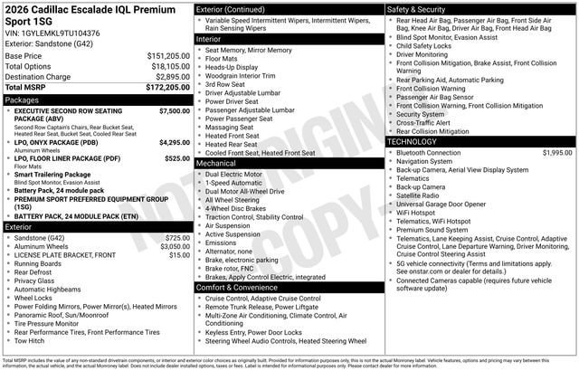 New 2026 Cadillac Escalade IQL Sport 2 AWD/4WD image 30