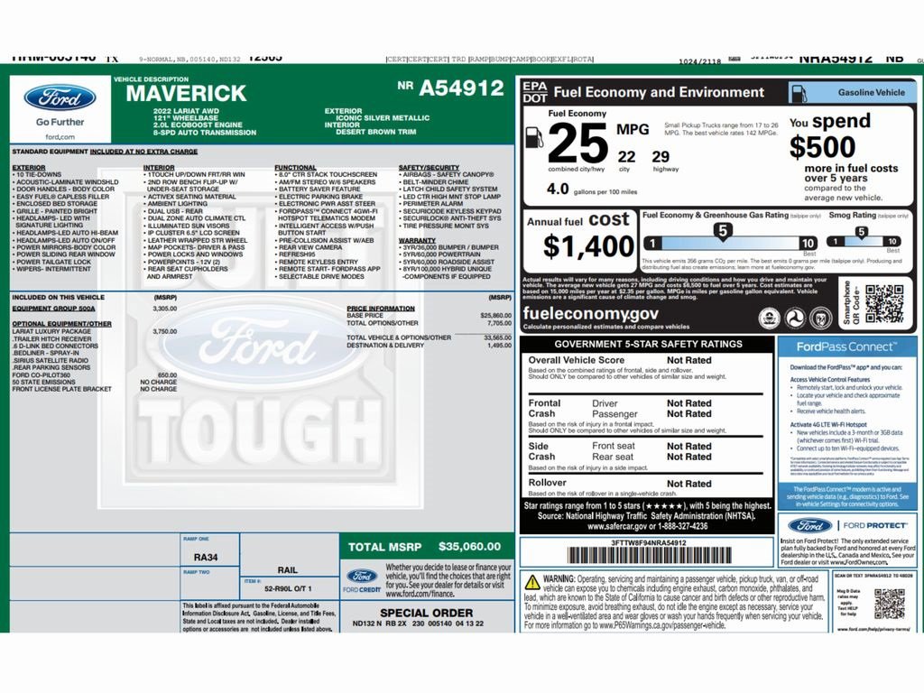 Used 2022 Ford Maverick Lariat w/ Lariat Luxury Package image 2