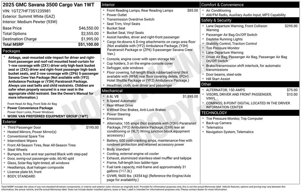 New 2025 GMC Savana 3500 Extended RWD image 28
