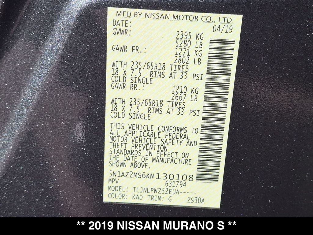 Used 2019 Nissan Murano S AWD/4WD image 28