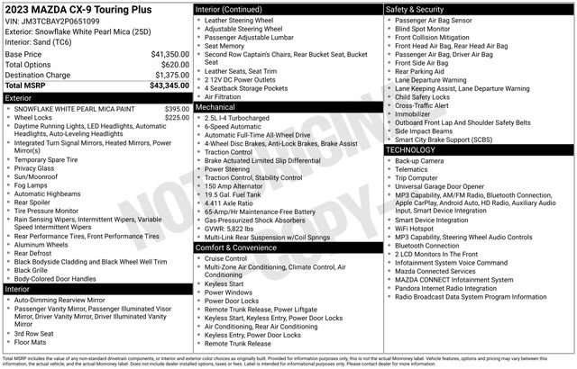 Certified 2023 MAZDA CX-9 Touring Plus image 6