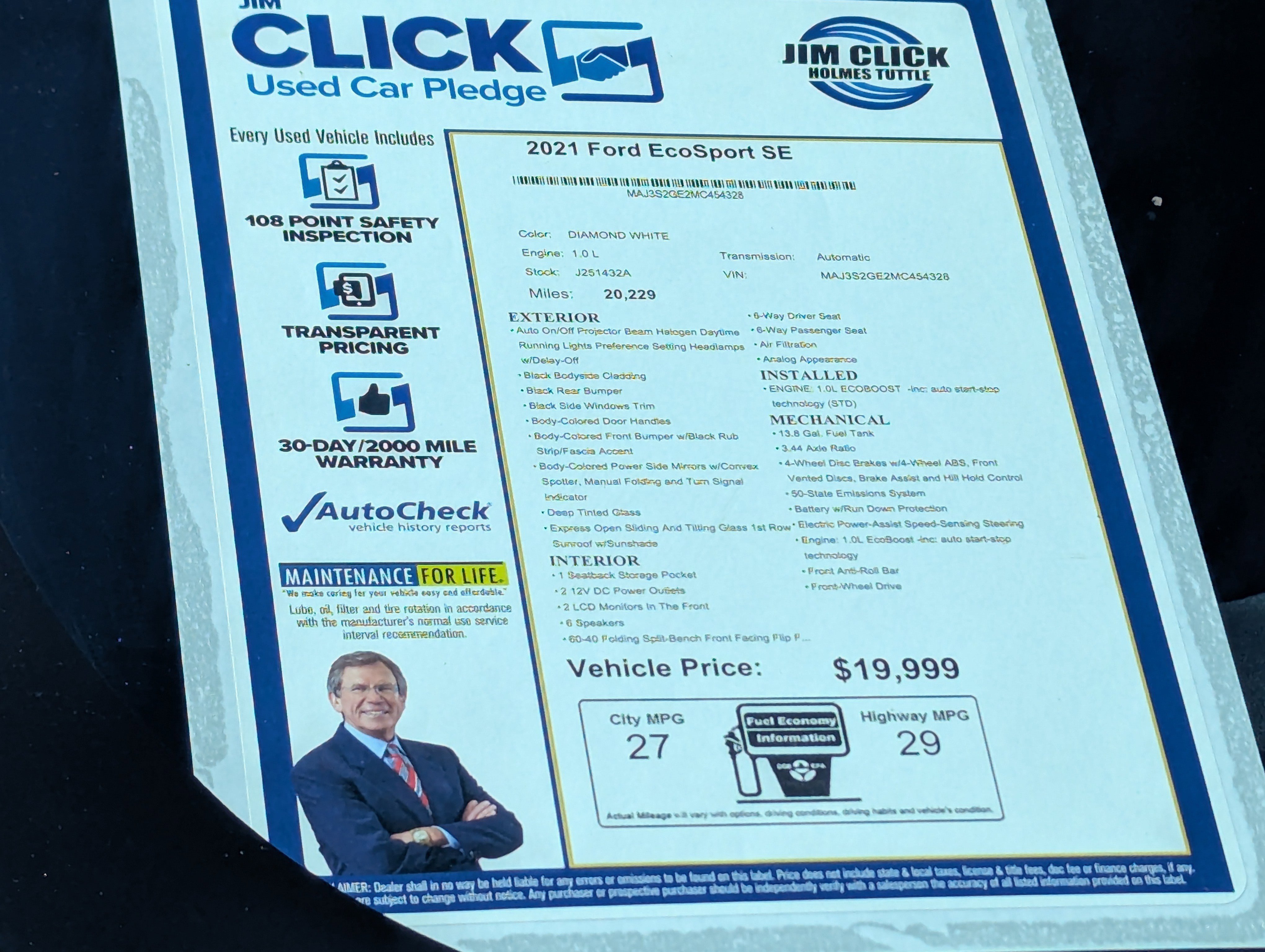 Used 2021 Ford EcoSport SE image 14