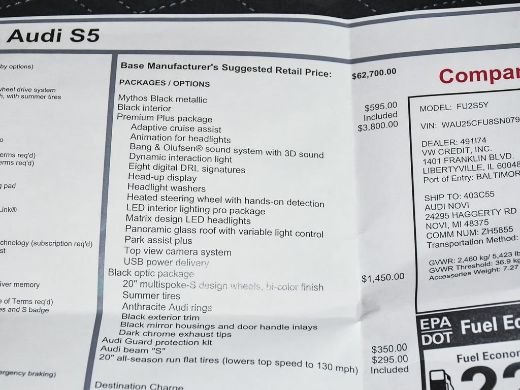 Used 2025 Audi S5 Premium Plus w/ Premium Plus Package AWD/4WD image 67