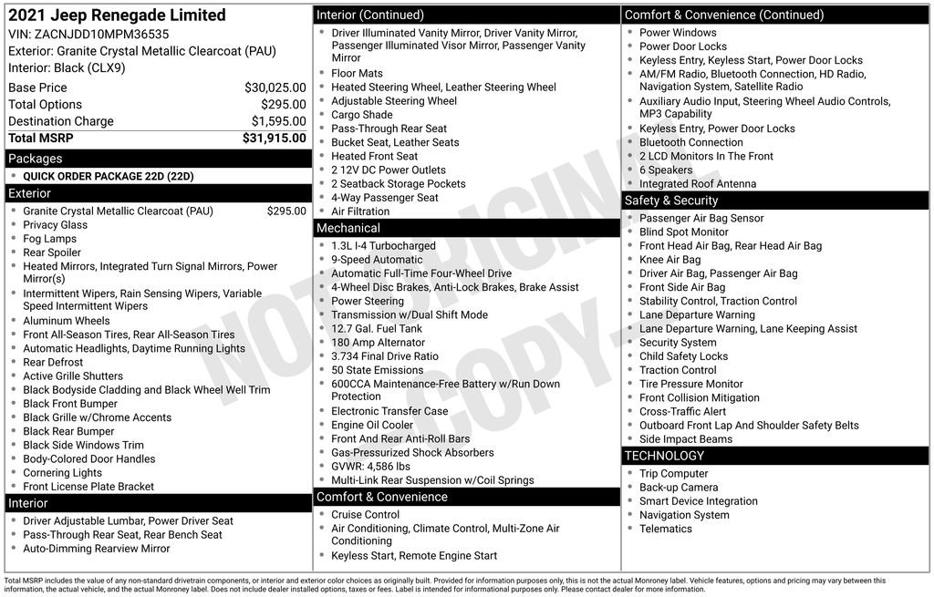 Used 2021 Jeep Renegade Limited image 27