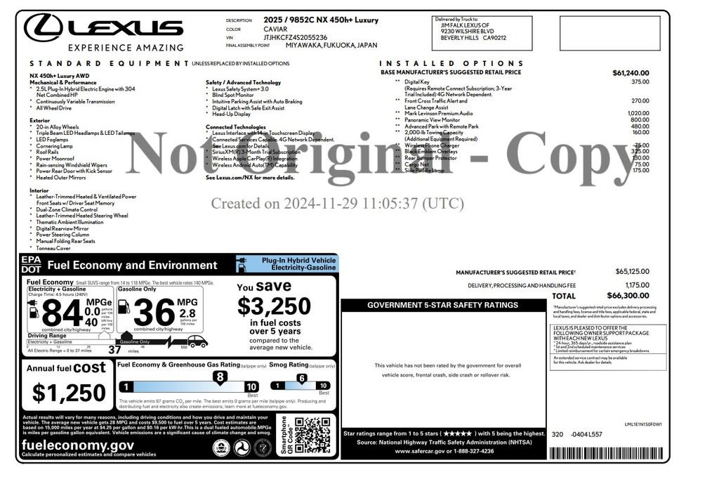 Used 2025 Lexus NX 450h+ AWD w/ Towing Package (2000 Lbs) image 2