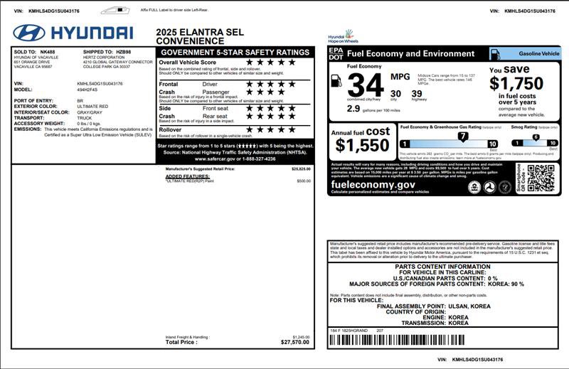 Used 2025 Hyundai Elantra SEL FWD image 3