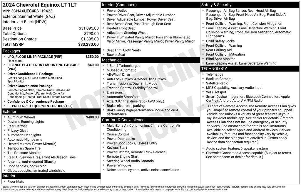 Certified 2024 Chevrolet Equinox LT w/ LPO, Floor Liner Package AWD/4WD image 2