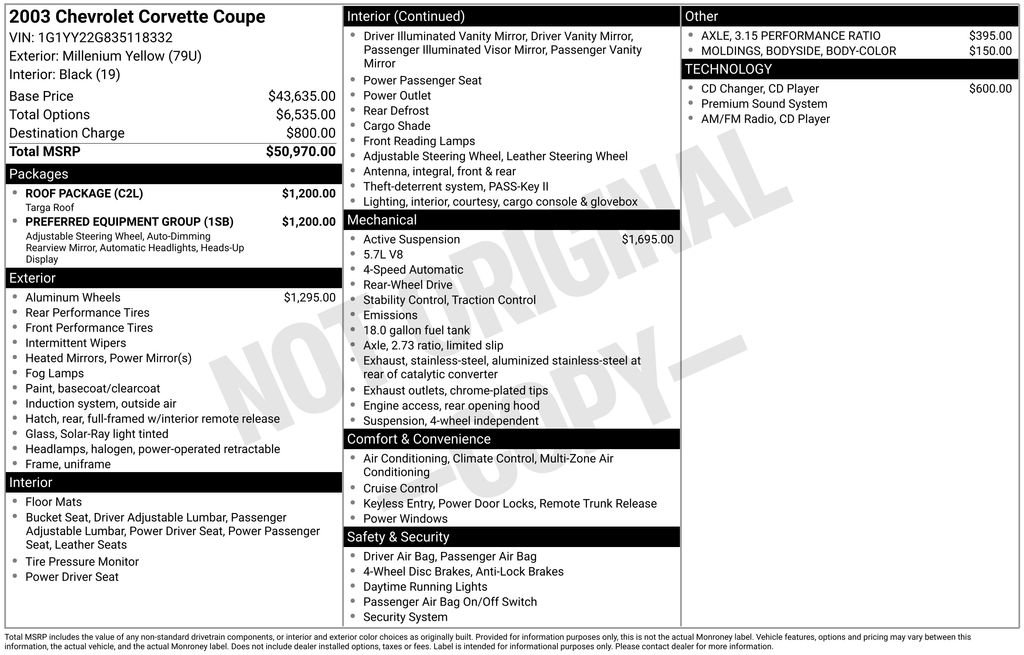 Used 2003 Chevrolet Corvette Base w/ Preferred Equipment Group image 6