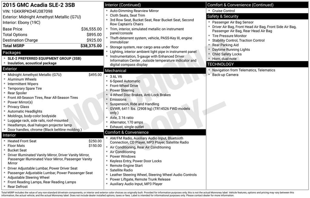 Used 2015 GMC Acadia SLE image 2