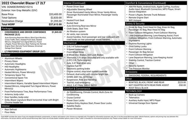 Used 2022 Chevrolet Blazer LT image 35