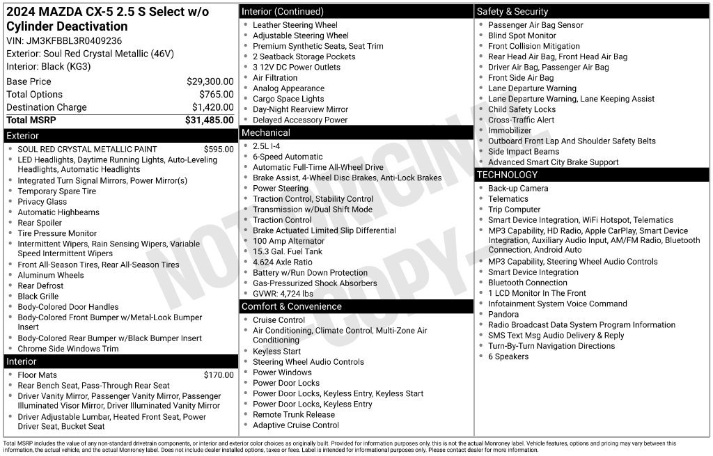 Certified 2024 MAZDA CX-5 AWD 2.5 S w/ Select Package image 4