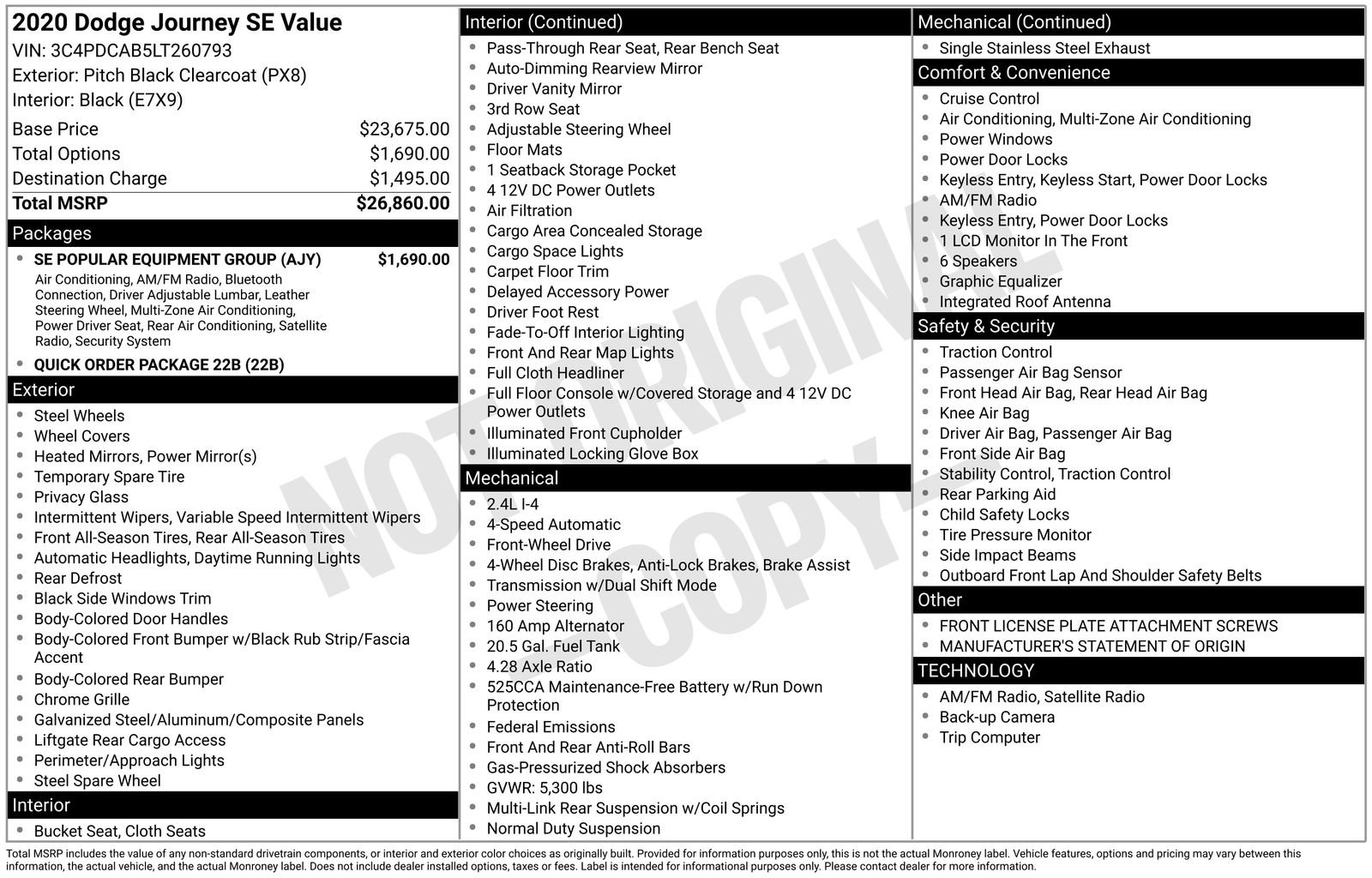 Used 2020 Dodge Journey SE w/ SE Popular Equipment Group image 6