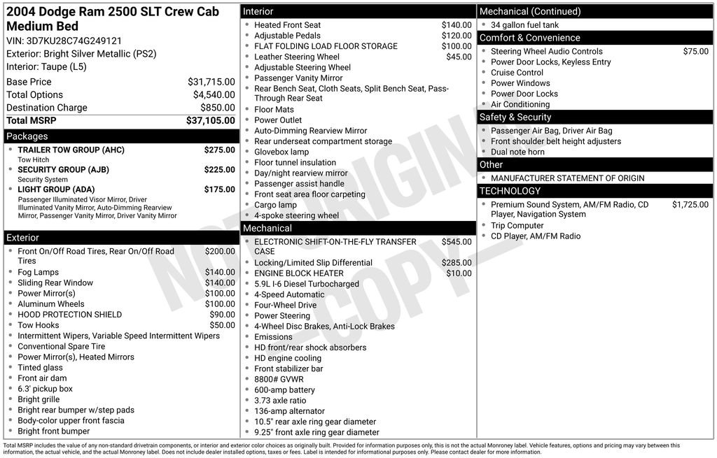 Used 2004 Dodge Ram 2500 Truck SLT w/ Trailer Tow Group AWD/4WD image 20