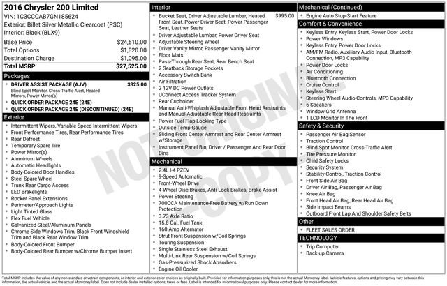 Used 2016 Chrysler 200 Limited w/ Driver Assist Package FWD image 31
