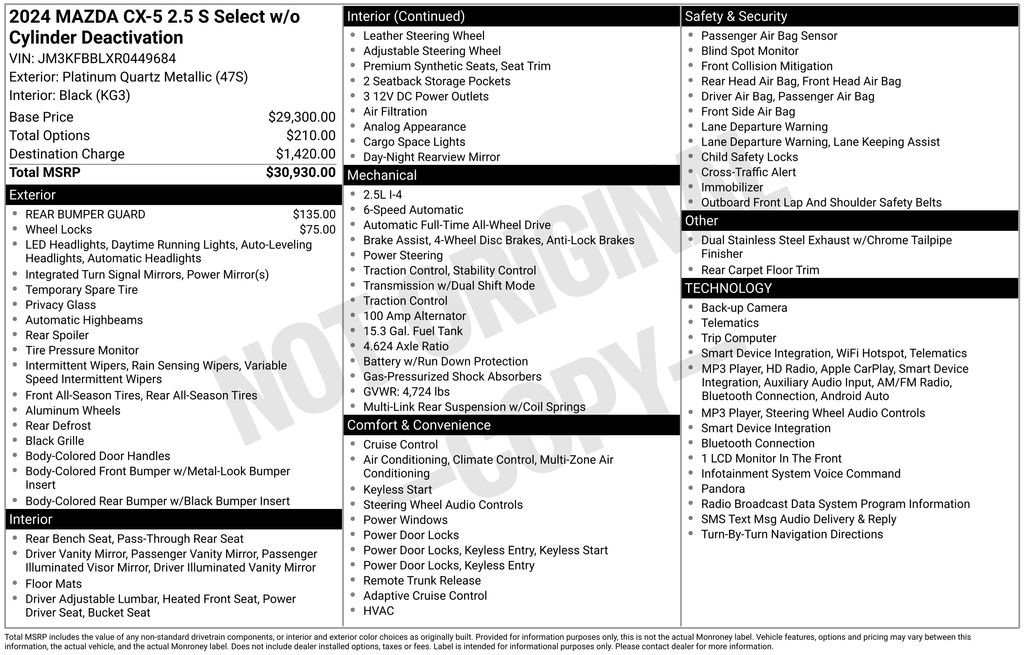 Certified 2024 MAZDA CX-5 AWD 2.5 S w/ Select Package image 46