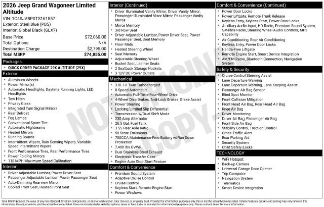 New 2026 Jeep Grand Wagoneer Limited AWD/4WD image 37