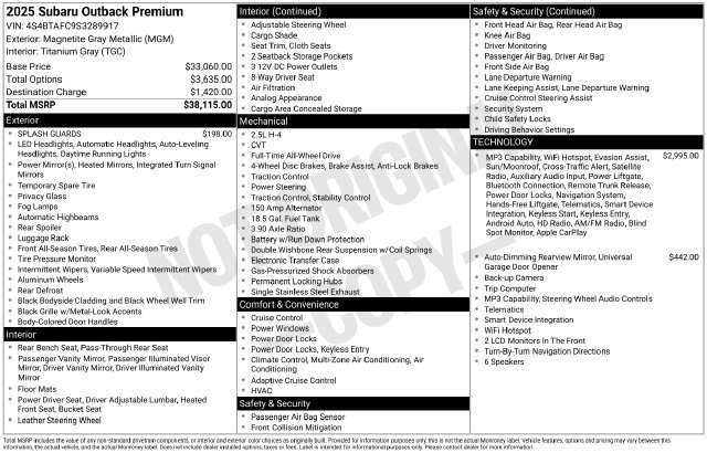 Certified 2025 Subaru Outback Premium AWD/4WD image 36